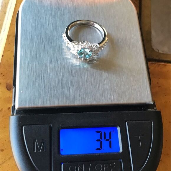 Natural Blue Zircon Sterling Silver Ring Size 6 - Picture 7 of 8